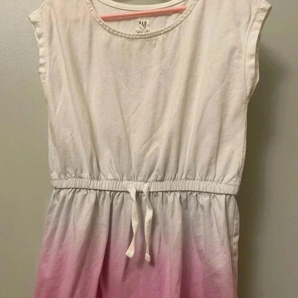 Gap kids ombré pink white dress cap sleeves small 6-7